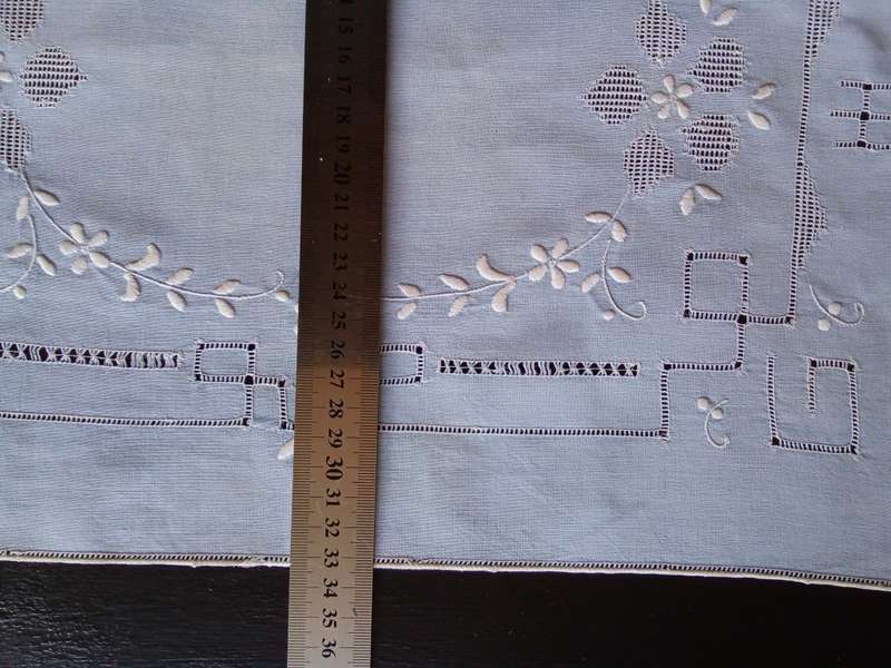 Pretty light blue vintage embroidered tray cloth