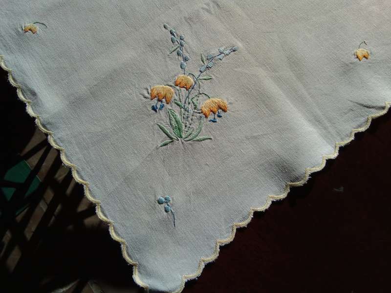 Stunning embroidered square tablecloth