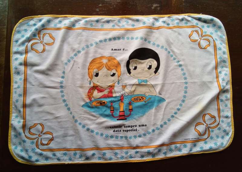 1970 Kim Casali "Love is..." Portuguese tea towel and bread basket cloth
