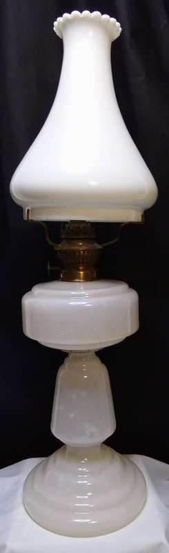 Stunning Vintage Milk glass single burner lamp with white glass shade
