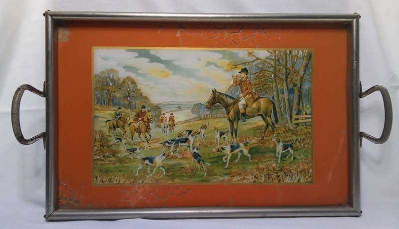 Lovely vintage reverse painted foil art tray