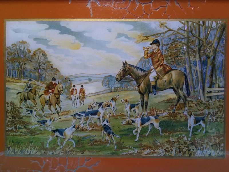 Lovely vintage reverse painted foil art tray