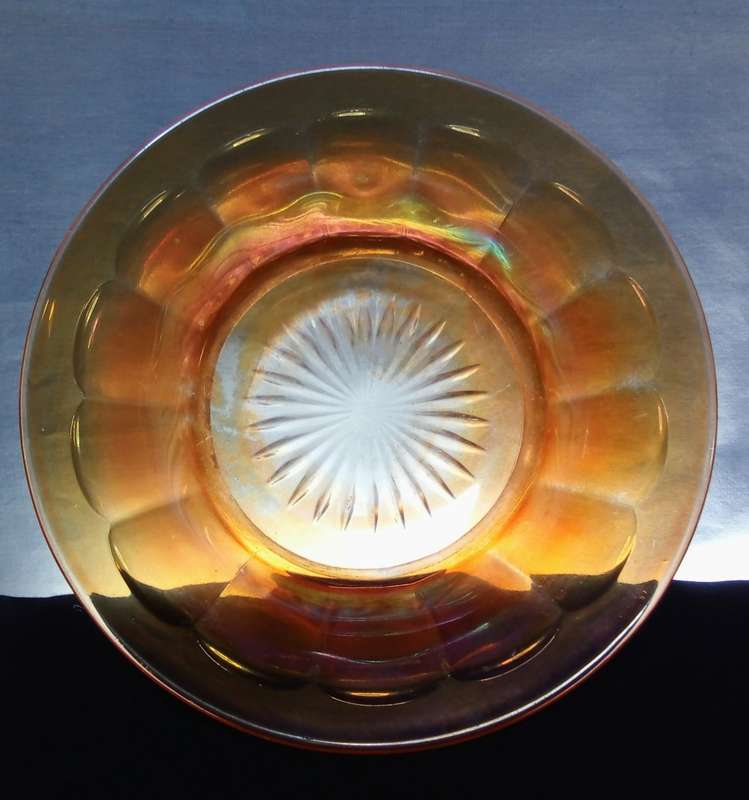 Vintage carnival glass candy dish round