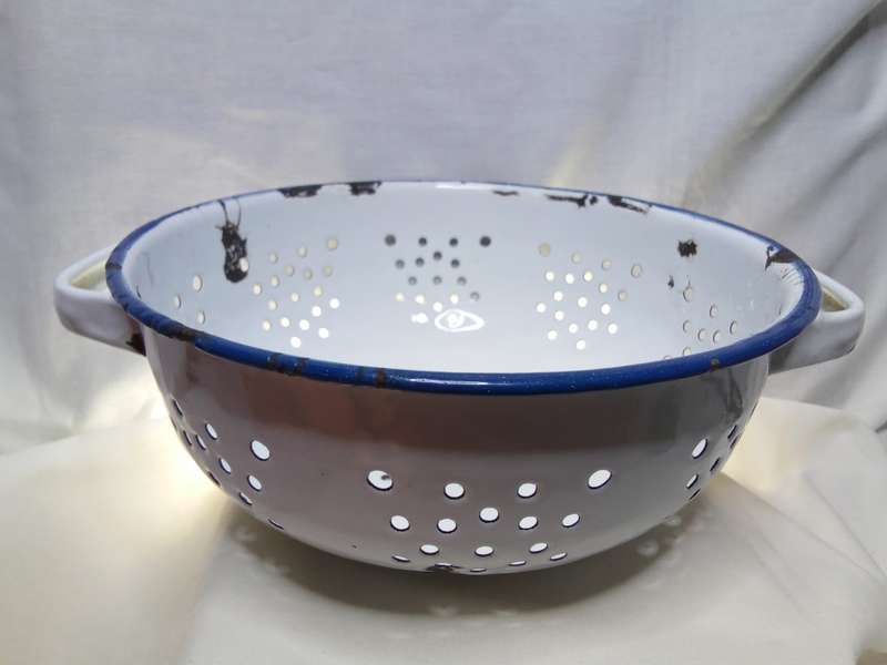 Stunning vintage enamel colander