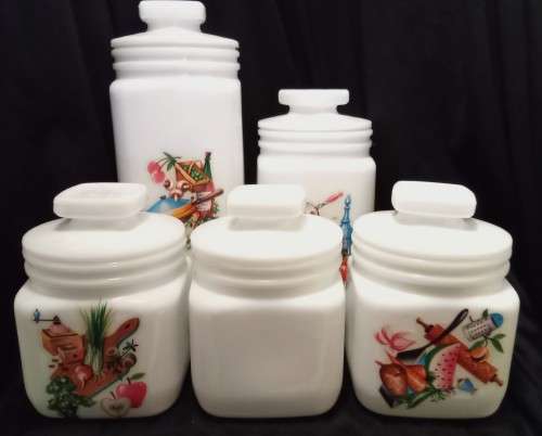 Lovely Vintage Milk glass Canister set
