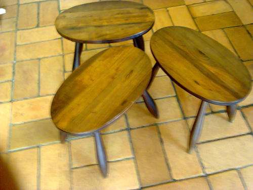 3 X SMALL OVAL STINKWOOD STOOLS, ALL FOR ONE BID   **REDUCED**