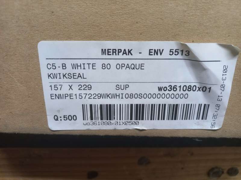 Envelopes S5-B ENV 5513 White Opaque