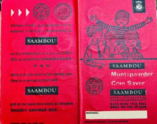 Saambou Coin Saver Booklet with Collection of 20 (1965) x silver 5 cent coins UNC (VALUE: R800)
