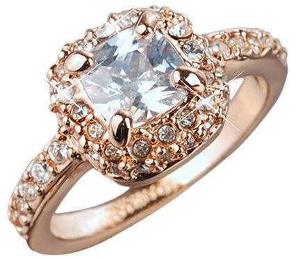 ROSE GOLD PLATED RHINESTONE ALLOY RING SIZE 8