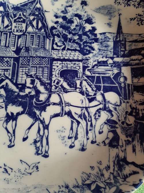 The Red Lion blue and white plate - Constantia Fine China