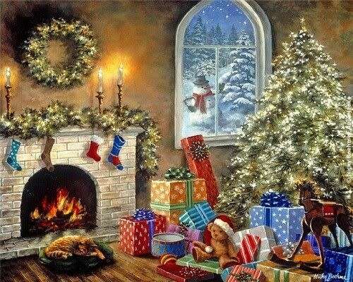 Paint By Numbers Kit - Christmas Fire Place