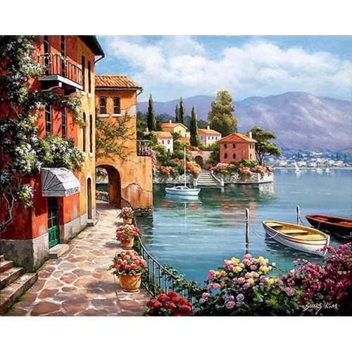 Paint By Numbers Kit - Village lake