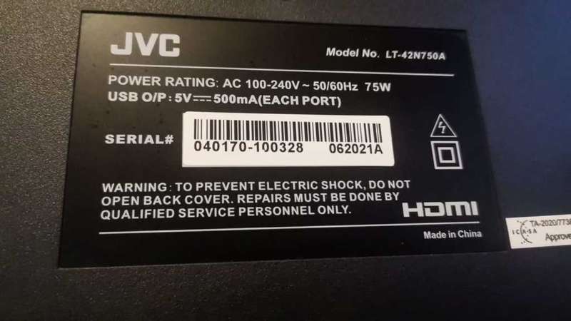 JVC LT-42N750 42 FHD Smart LED TV with Cracked Display