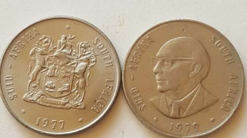 SET OF 2 X ONE RAND COINS - 1977/1979