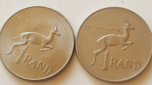 SET OF 2 X ONE RAND COINS - 1977/1979