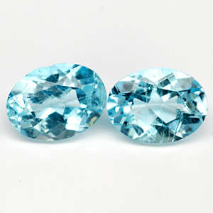 EXQUISITE  Set of TWO 5.0cts   Ocean Blue  TOPAZ  !!!