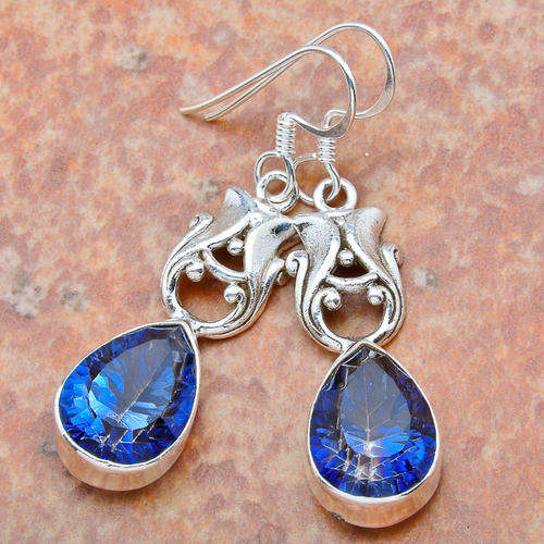 GORGEOUS Blue Mystic Rainbow TOPAZ and .925 Sterling Silver Earrings!