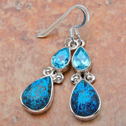 EXOTIC and CHIC Genuine TOPAZ and SHATTUCKITE .925 Sterling Silver Earrings!