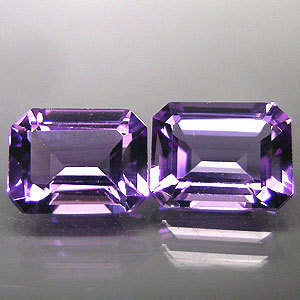 3.74cts Emerald Cut Genuine AMETHYST  Pair!