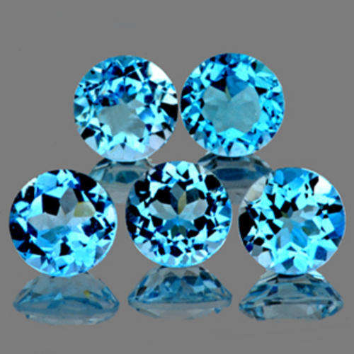 DAZZLING 5.00 CTS (TOTAL) SKY BLUE TOPAZ MATCHING SET (5)!