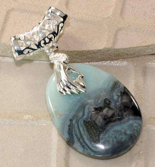 ONE OF A KIND specially designed PYRITE in AMAZONITE gemstone Pendant!