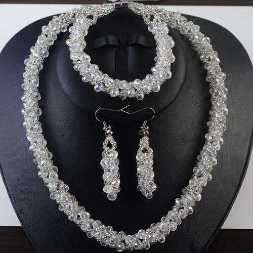 Spectacular SWAROVSKI CRYSTAL Necklace, Bracelet and Earrings! EXQUISITE!
