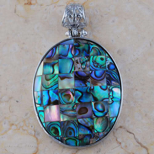 INTRIGUING hand crafted ABALONE (Perlemoen) Silver Pendant!