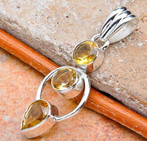 ONLY for the FASHION Conscious! Genuine CITRINE Sterling Silver Pendant!