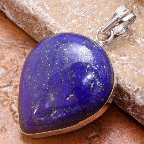 BEAUTIFUL Genuine Pyrite in LAPIS LAZULI .925 Sterling Silver Pendant!