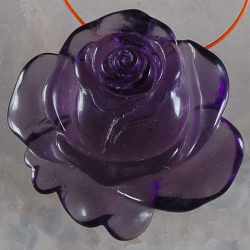 Truly STUNNING Carved AMETHYST Flower Pendant bead !