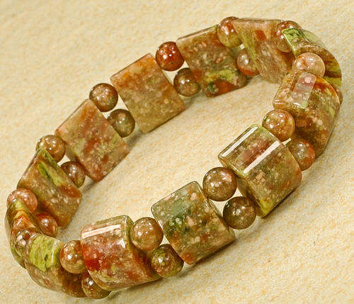 "Ah" !! Genuine AUTUMN JASPER gemstone Stretch Bracelet!