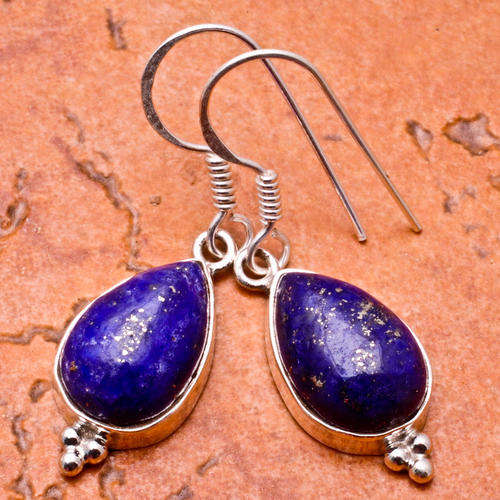 Beyond STRIKING! Genuine LAPIS LAZULI Sterling Silver Earrings !!
