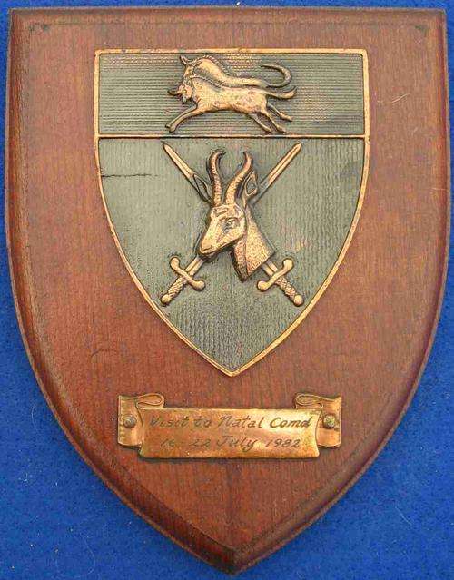 SA Army Natal Command plaque (visit 1982)