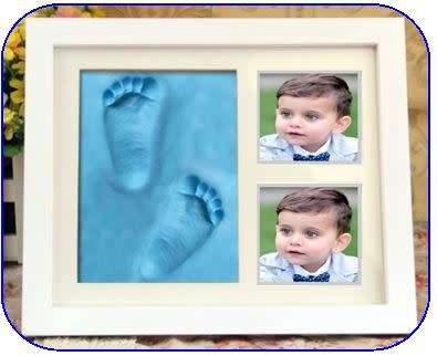 DIY Handprint Footprint Baby Photo Frame kit Blue