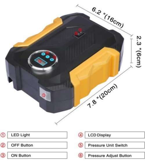 12V Electric Car Tire Air Pump Digital Portable Tire Compressor