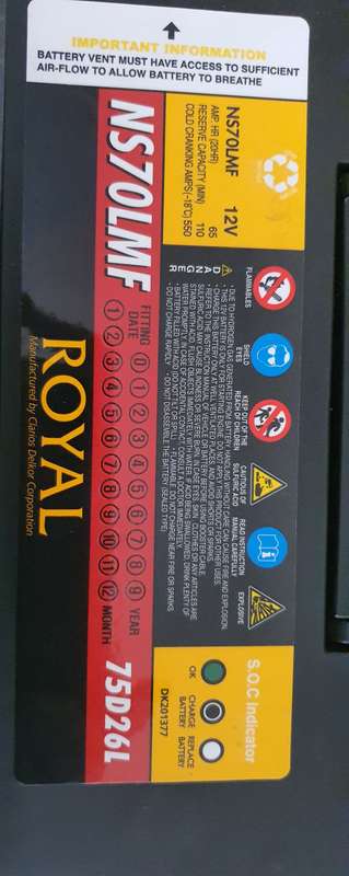 Royal 12V Battery NS70LMF