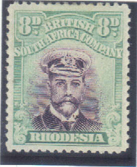 Rhodesia: Sacc no 267 8d Mauve & Dull Bluish Green  very Lightly Hinged