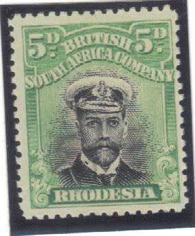 Rhodesia: Sacc no  212 Black and green   5d   very lightly hinged
