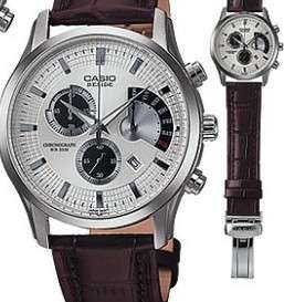 Casio Beside BEM 501L 7AV - White dial, leather strap. Quality & Detail!