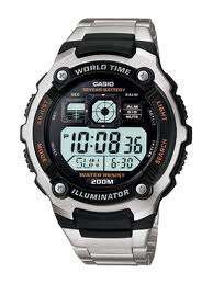 Casio AIRCRAFT COCKPIT * 200m water resistant * 10 year battery* World Time*
