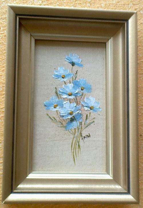 BEAUTIFUL ORIGINAL PAINTINGS BY ANN-- VERY SMALL - BLUE