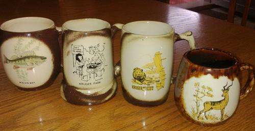 4 collectable Mugs ,Kruger Park and Walvis bay