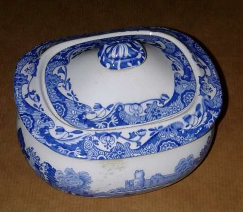 Spode Blue Italian Covered Sugar Bowl