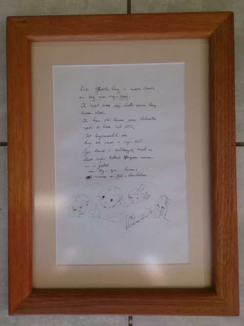 Rare!!! Beautiful poem written by Frans Claerhout in his own hand, COA