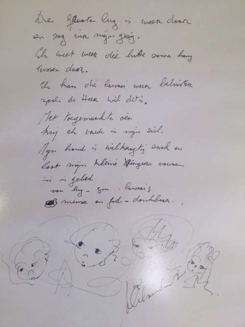 Rare!!! Beautiful poem written by Frans Claerhout in his own hand, COA