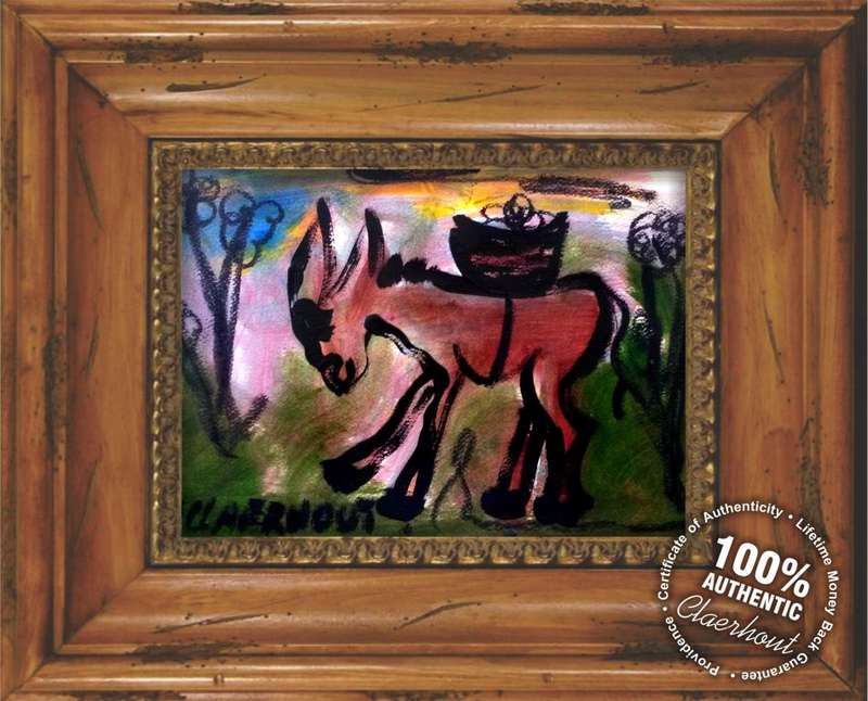 Claerhout Oil - DONKEY - High value investment art! Signed and dated with COA.