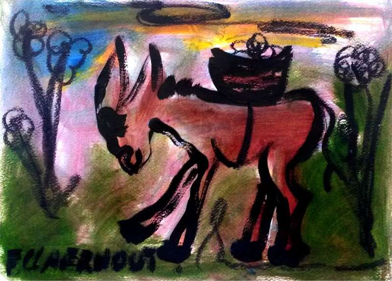 Claerhout Oil - DONKEY - High value investment art! Signed and dated with COA.