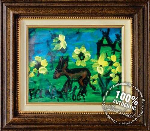 Frans Claerhout - Donkey and Flowers - Great Investment Art! Signed on back and comes with COA.