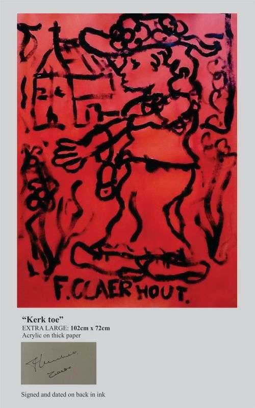 ENORMOUS Frans Claerhout - "Kerk toe" - 102cm x 72cm - Signed & dated on back with COA.