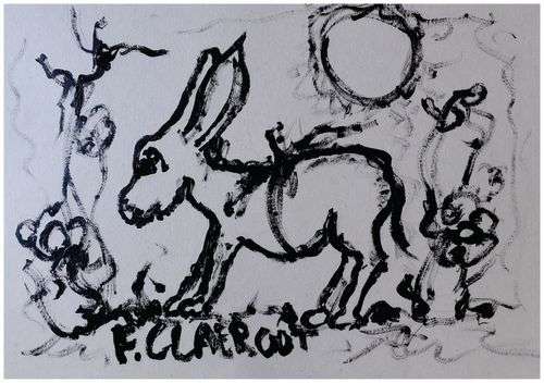 Frans Claerhout - Donkey - Great Investment Art! Signed on back and comes with COA.